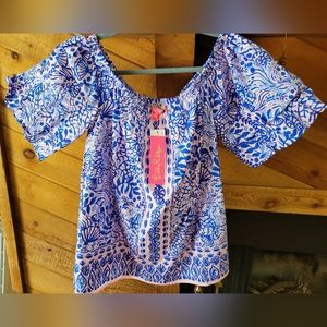 New with Tags Lilly Pulitzer Frankee Off the Shoulder Short Sleeve Top